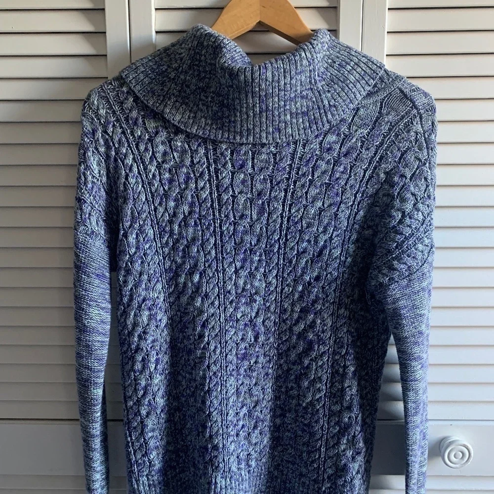 American Eagle Outfitters Heather Blue Knit Cowl Neck Sweater in M